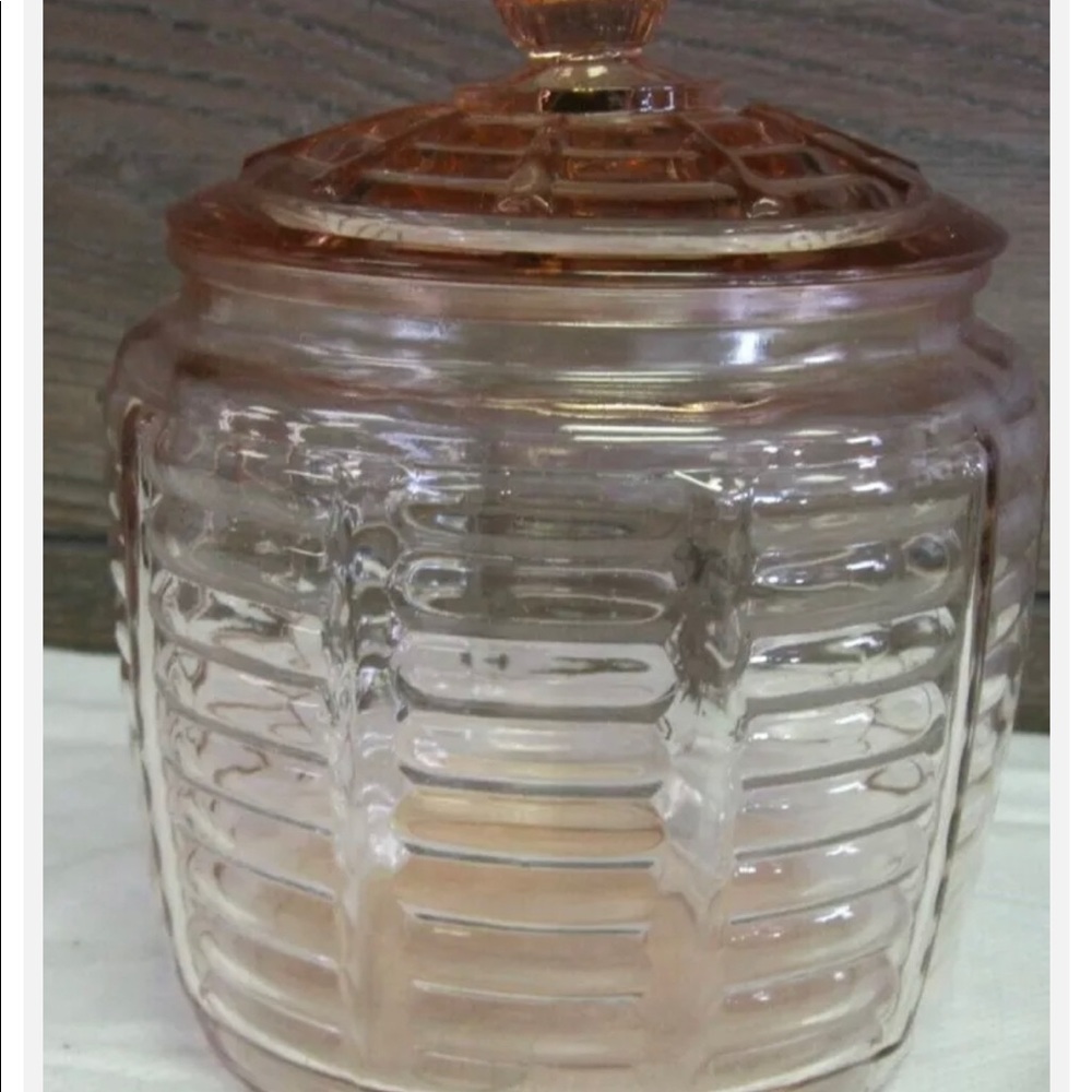 Anchor Hocking “Manhatten” Depression Glass Biscuit | cookie Jar